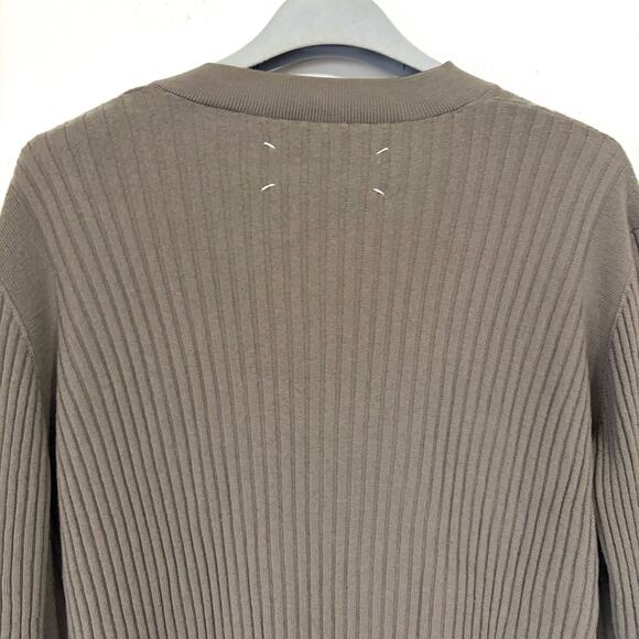 MASION MARGIELA 100% Wool Ribbed Knit Sweater in Khaki Gray Size XL - Picture 5 of 14